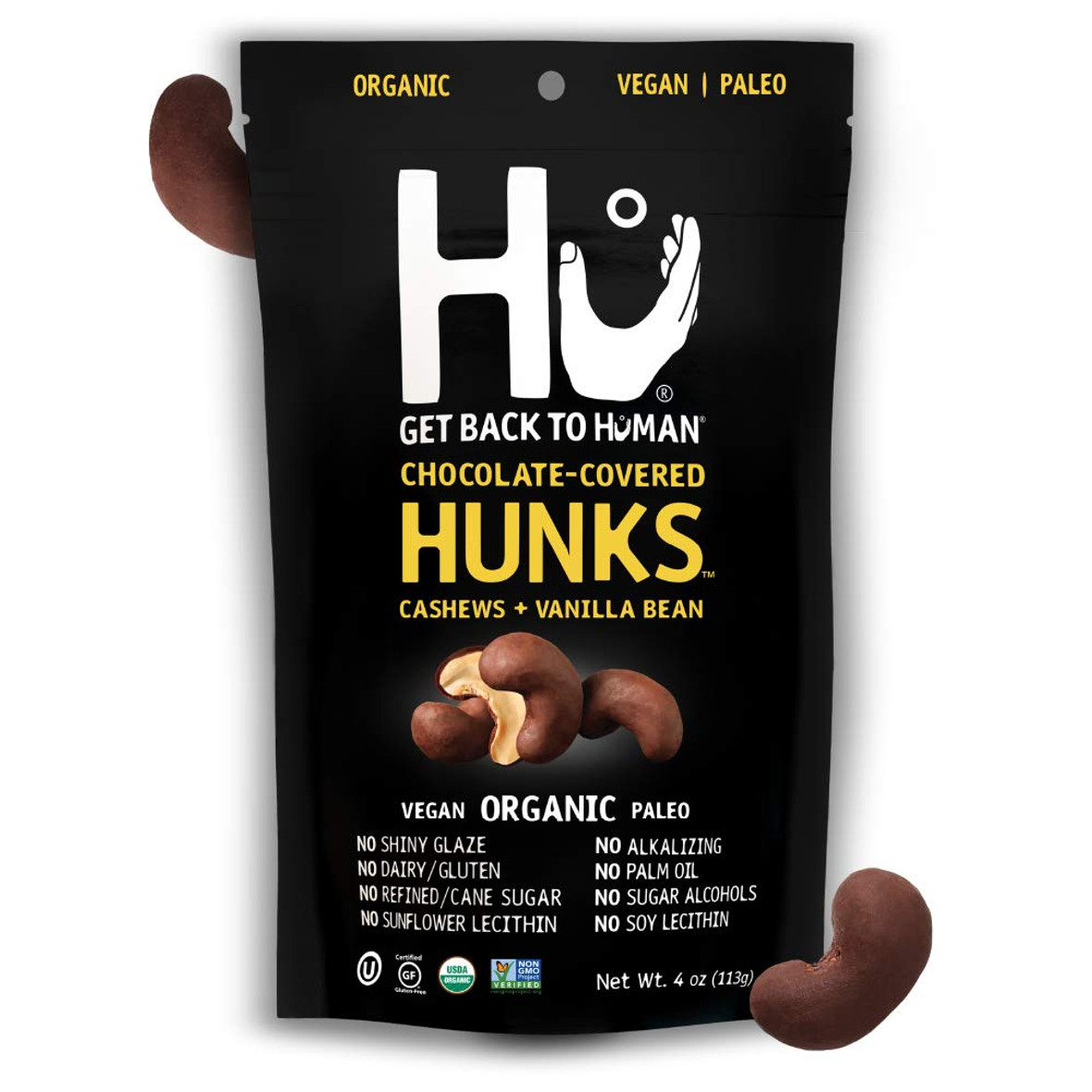 Hu Chocolate Covered Hunks Cashews and Vanilla Bean 4 Oz (Pack of 6)