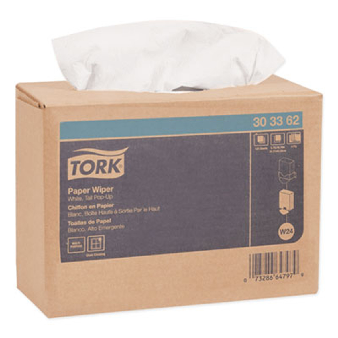 Tork® Multipurpose Paper Wiper, 4-Ply, 9.75 x 16.75, White