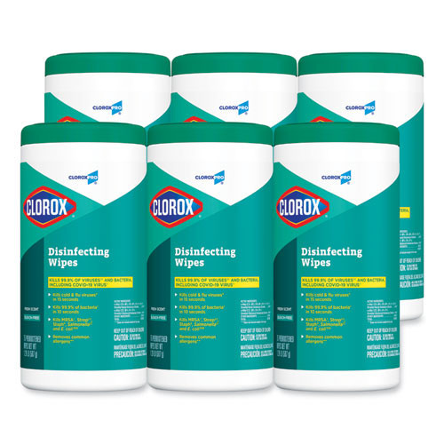 Clorox® Disinfecting Wipes, 7 X 8, Fresh Scent, 75/canister, 6/carton