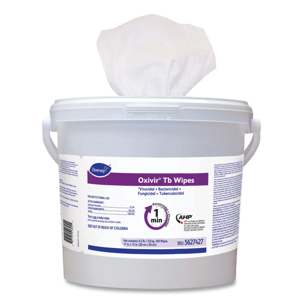 Diversey™ Oxivir TB Disinfectant Wipes, 11 x 12, White