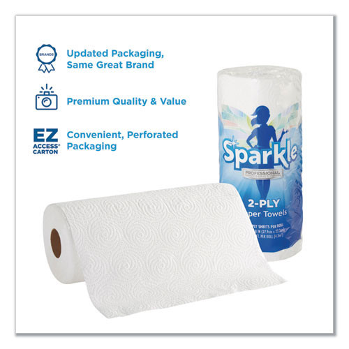 Sparkle Ps Premium Perforated Paper Kitchen Towel Roll , White, 8 4/5 X 11, 85/roll, 15 Roll/carton