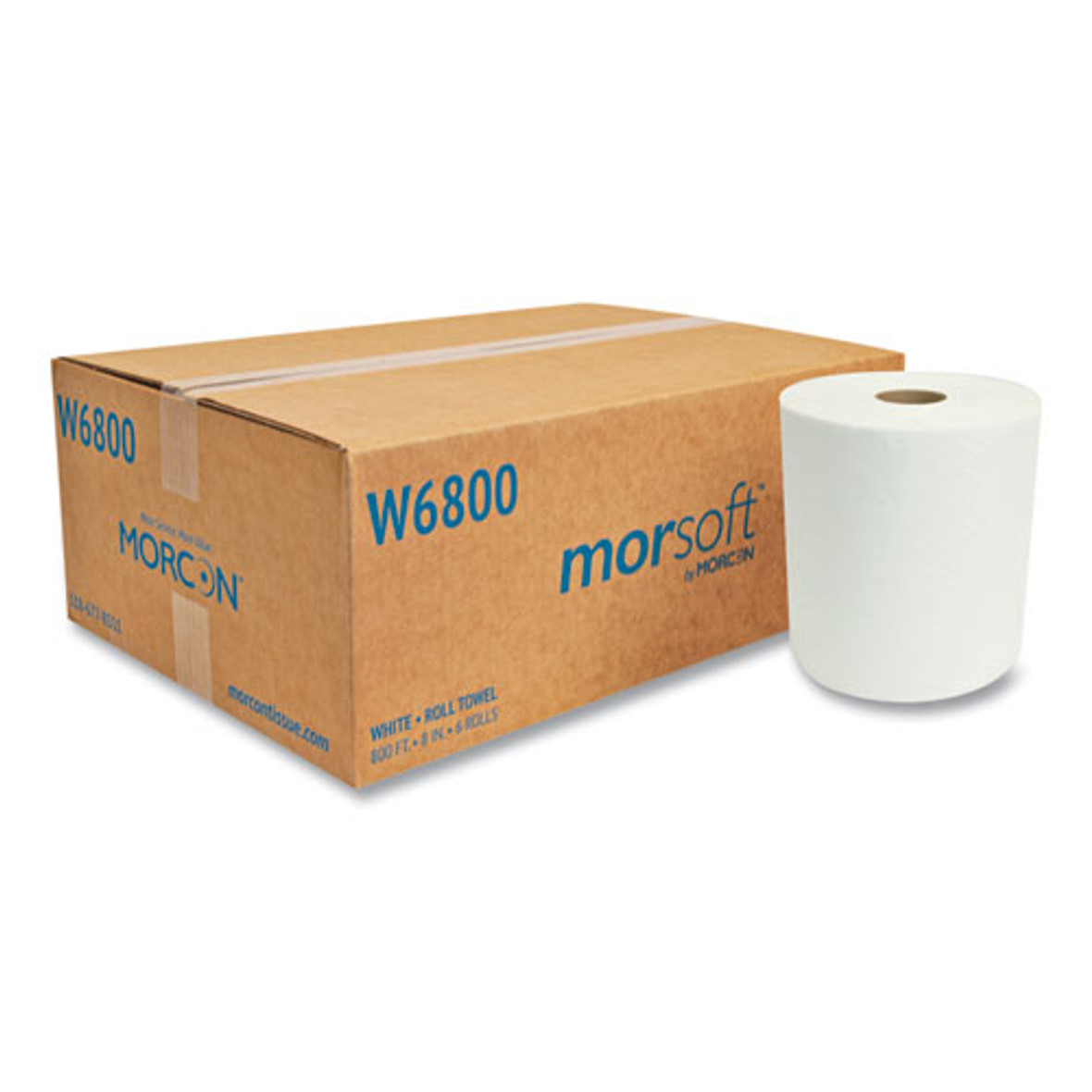 Morsoft Universal Roll Towels, 8" X 800 Ft, White, 6 Rolls/carton - MORW6800