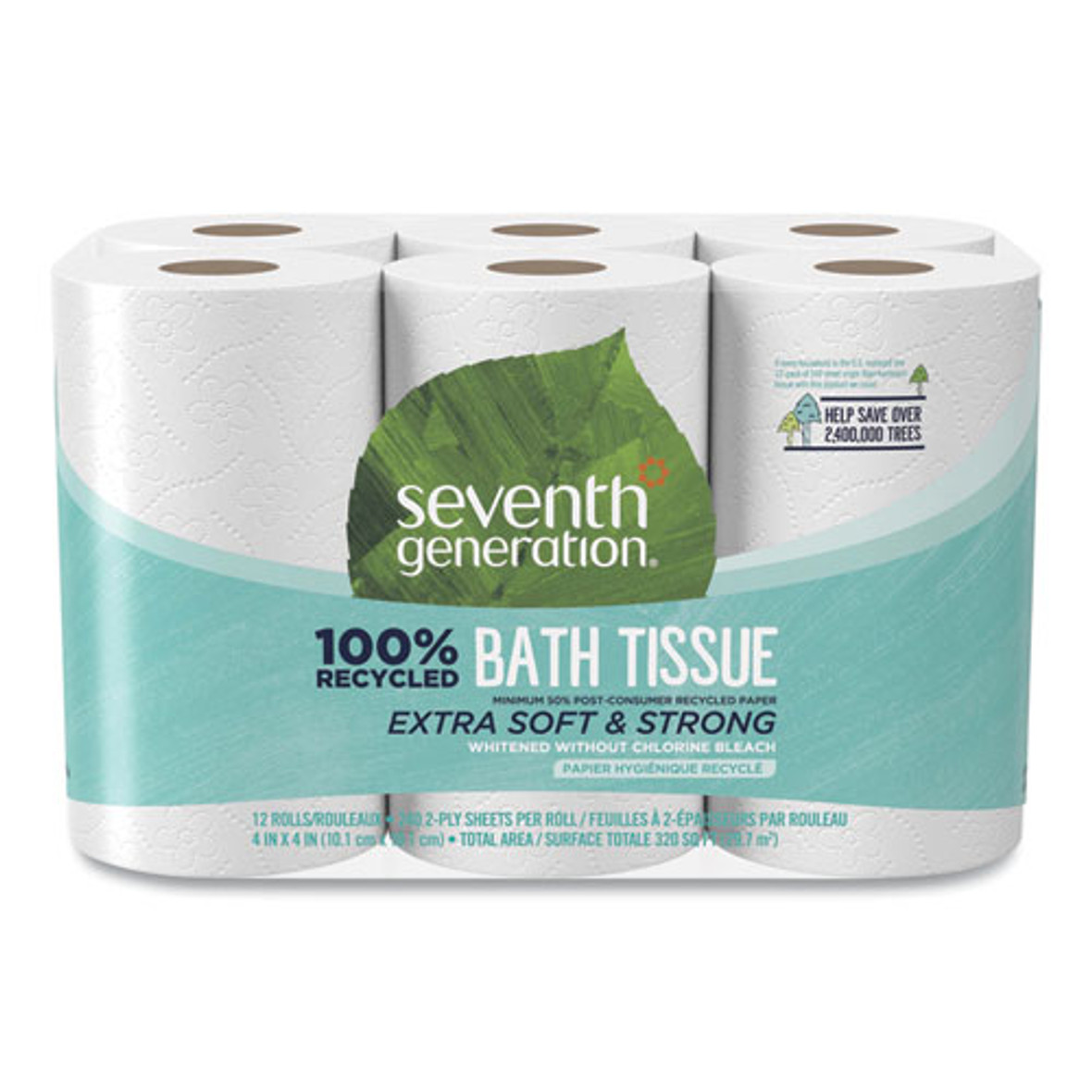 100% Recycled Bathroom Tissue, Septic Safe, 2-ply, White, 240 Sheets/roll, 48/carton