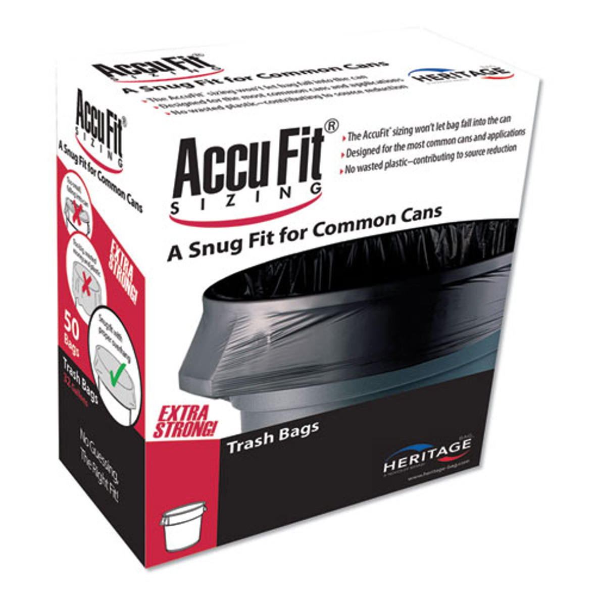 Linear Low Density Can Liners With Accufit Sizing, 23 Gal, 0.9 Mil, 28" X 45", Black, 50/box