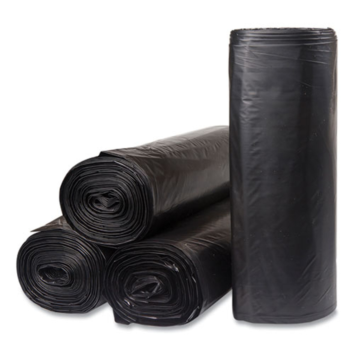 Low-density Commercial Can Liners, 45 Gal, 1.2 Mil, 40" X 46", Black, 10 Bags/roll, 10 Rolls/carton