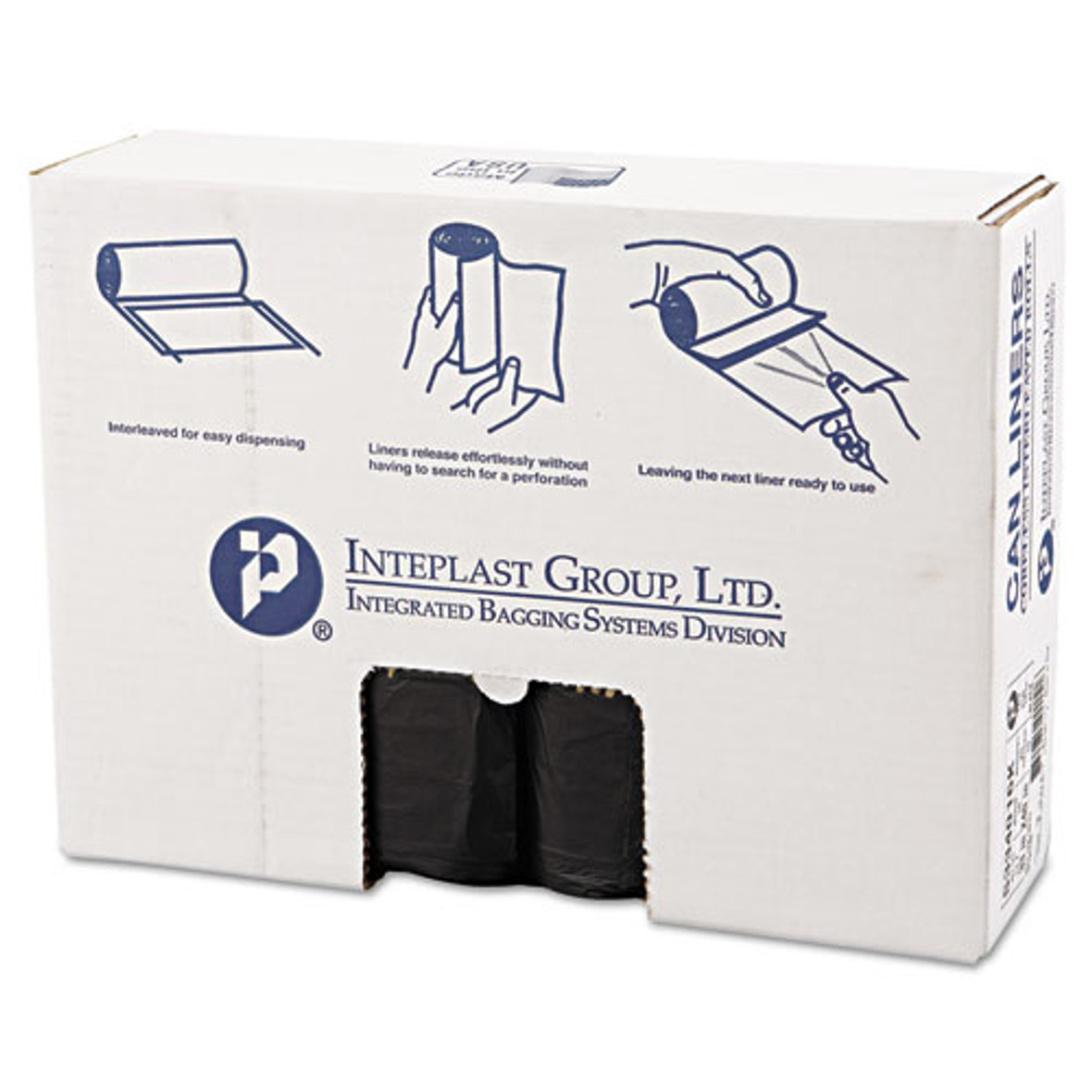 High-density Interleaved Commercial Can Liners, 33 Gal, 16 Microns, 33" X 40", Black, 250/carton