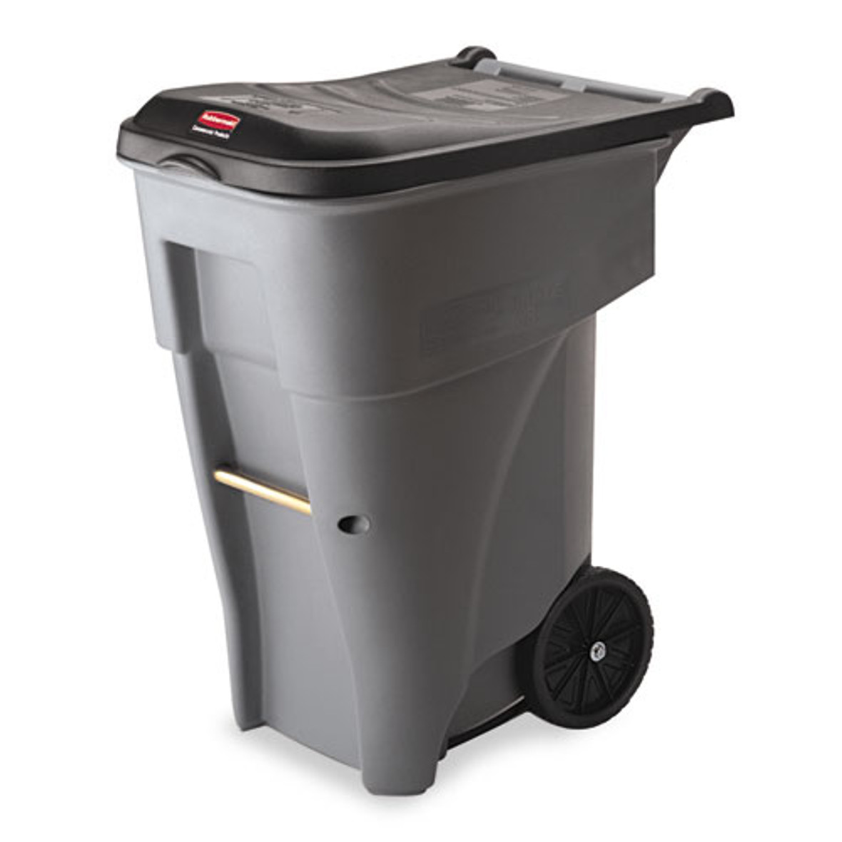 Brute Rollout Heavy-duty Waste Container, Square, Polyethylene, 65 Gal, Gray