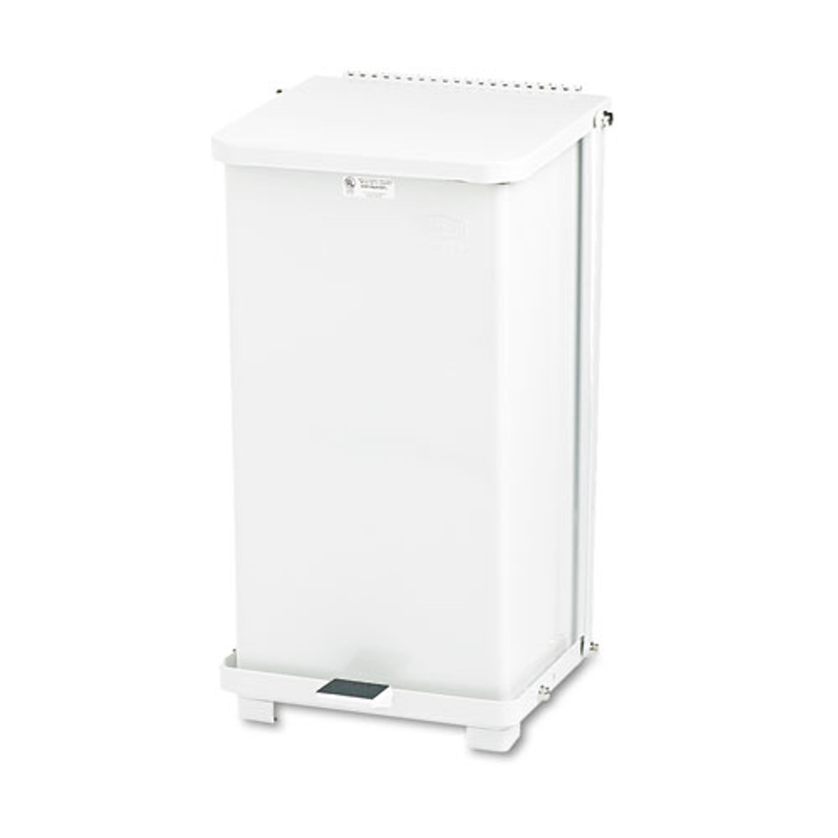 Defenders Biohazard Step Can, Square, Steel, 6.5 Gal, White