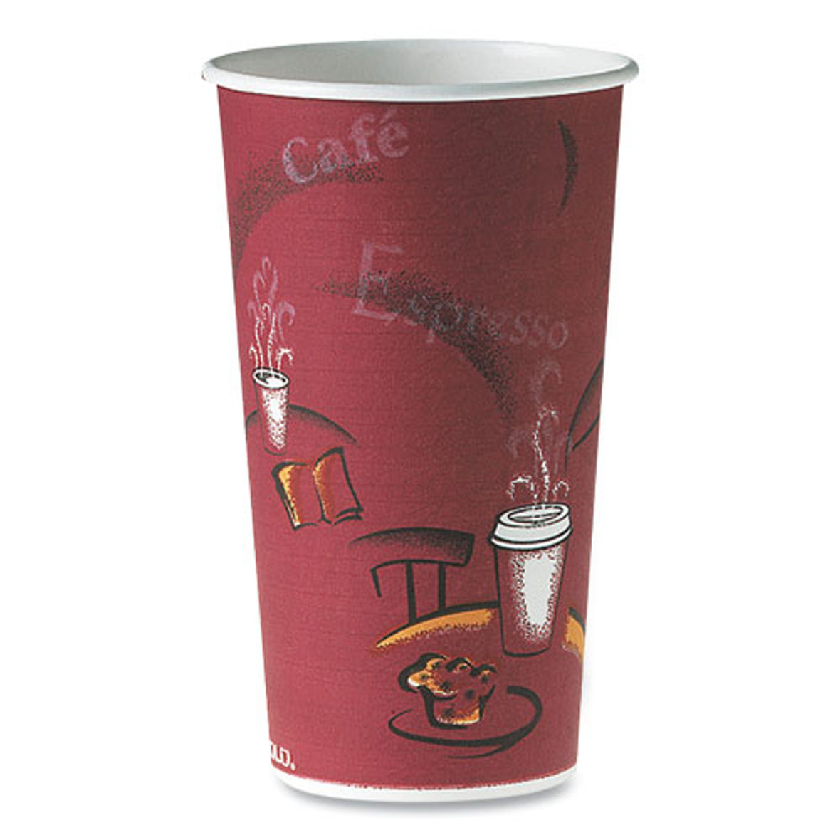 Polycoated Hot Paper Cups, 20 Oz, Bistro Design, 600/carton