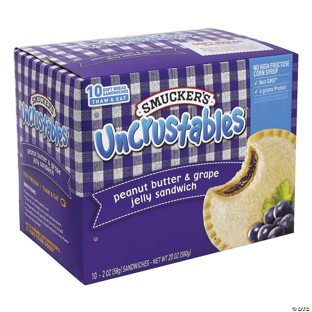 Smucker's Uncrustables Soft Bread Sandwiches, Grape Jelly, 2 Oz, 10
