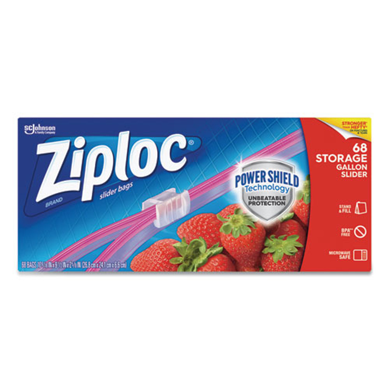 Ziploc Zipper Freezer Bags, 2 gal, 2.7 mil, 13 x 15.5, Clear, 100/Carton