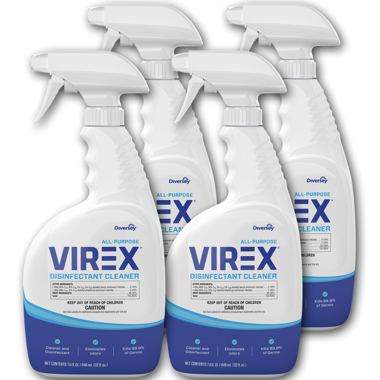 Diversey Virex AllPurpose Disinfectant Cleaner, Lemon Scent, 32 Oz