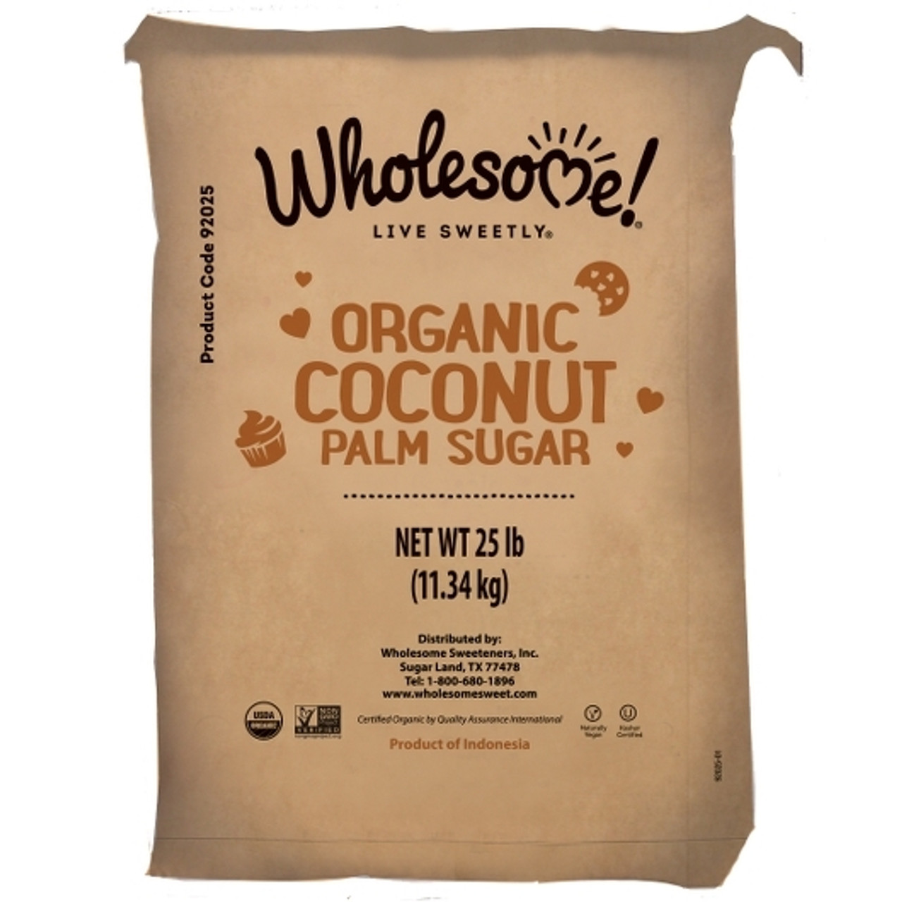 Wholesome Sweetener Sugar Coconut Palm Organic 25 Pounds