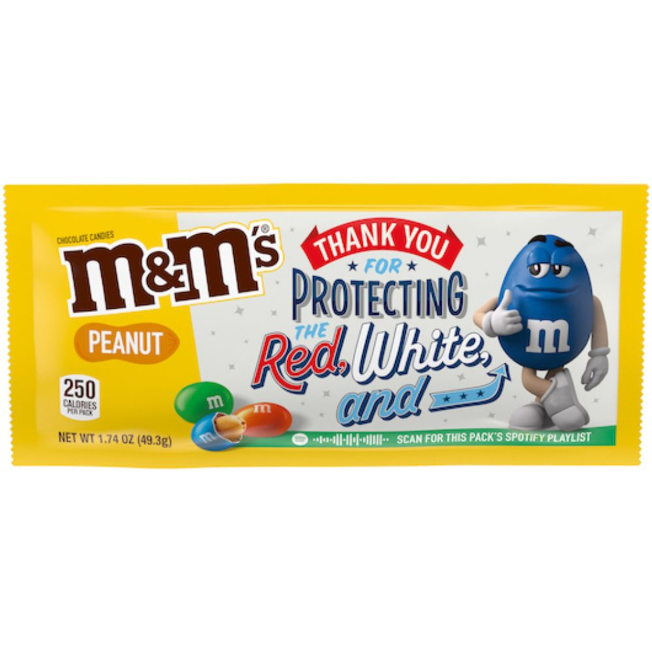 M&M'S Full Size Peanut Milk Chocolate Candy Bulk Pack, 1.74 oz, 48