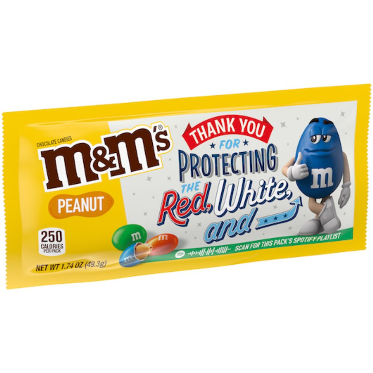 M&M's Peanuts Single, 1.74 Ounces Per Pack - 48 Per Box - 8 Boxes