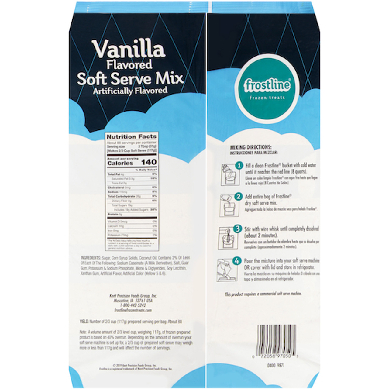 Frostline Fat Free Vanilla Frozen Yogurt Mix 6 lb. - 6/Case