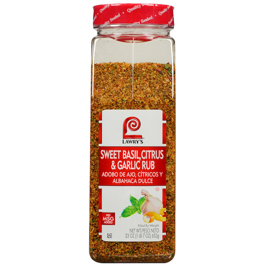 Lawry's Sweet Basil, Citrus & Garlic Rub, 23 Ounces 6 Per Case