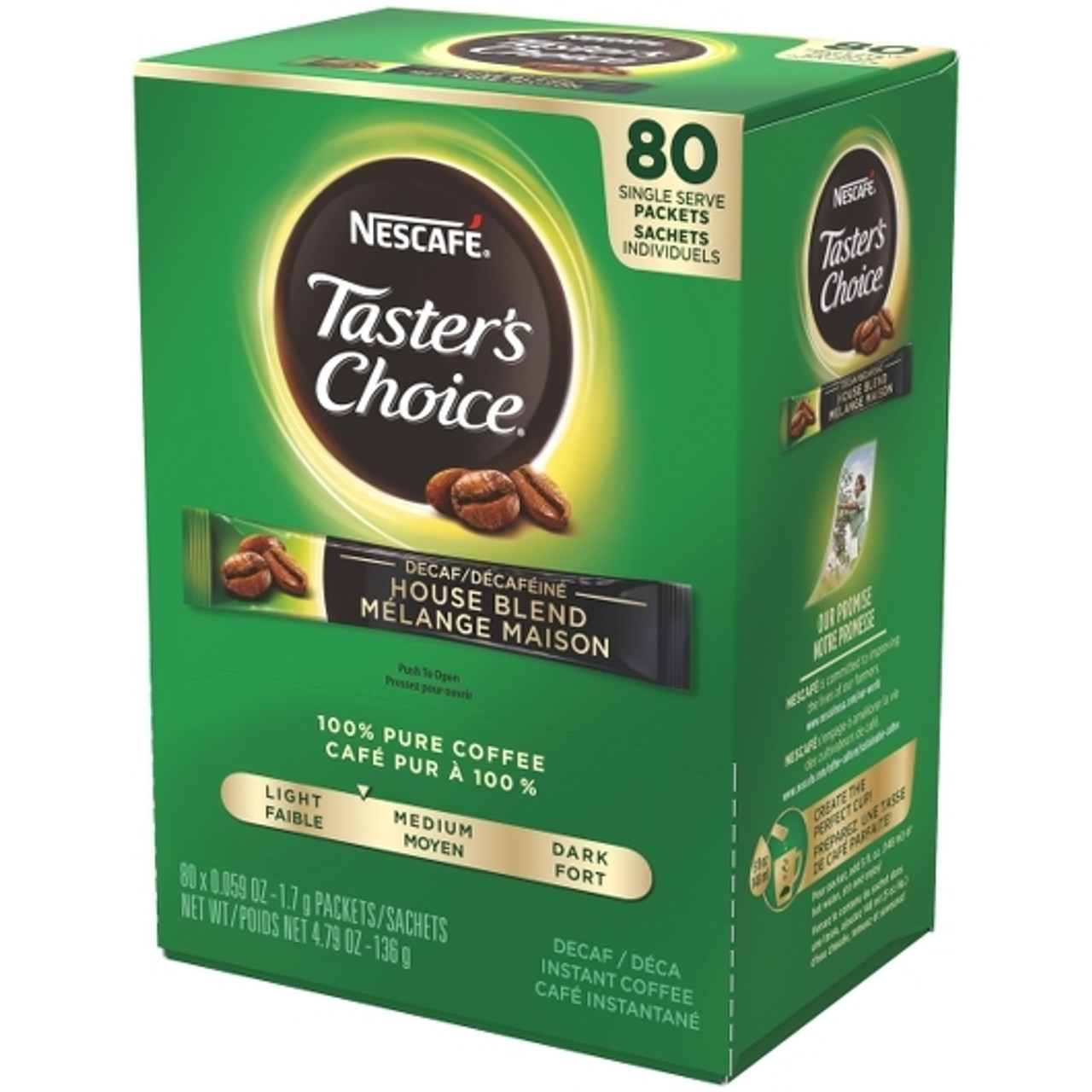 Nescafe Tasters Choice Decaffeinated Instant Coffee, 4.79 Ounce Box, 6