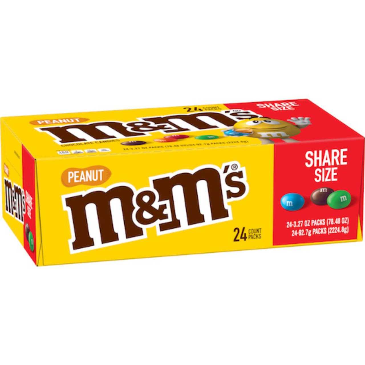 M & M Chocolate Candy, Peanut Butter - 24 pack, 1.63 oz packs