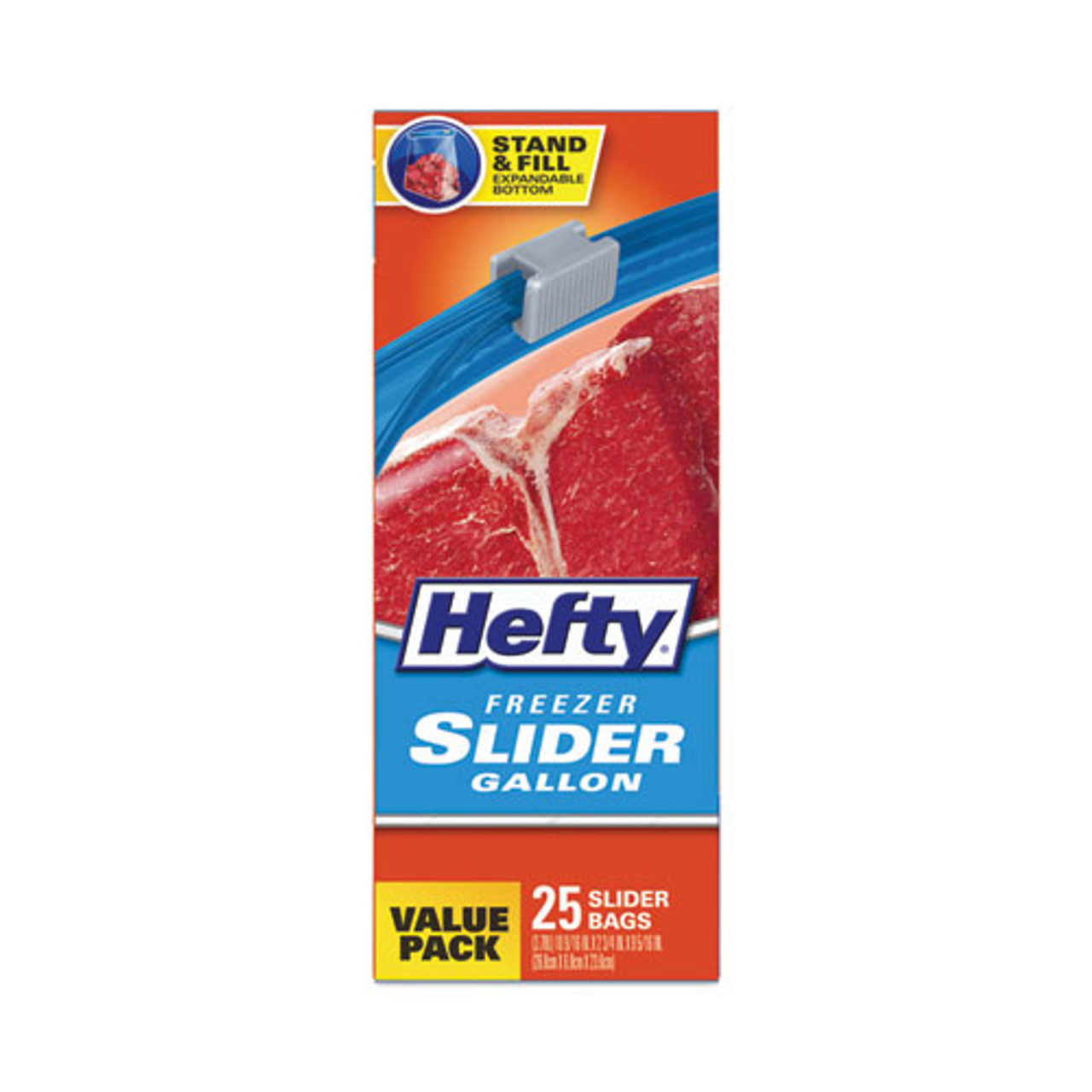 Hefty Slider Bags, 2.5 gal, 0.9 mil, 14.38 x 9, Clear, 108/Carton