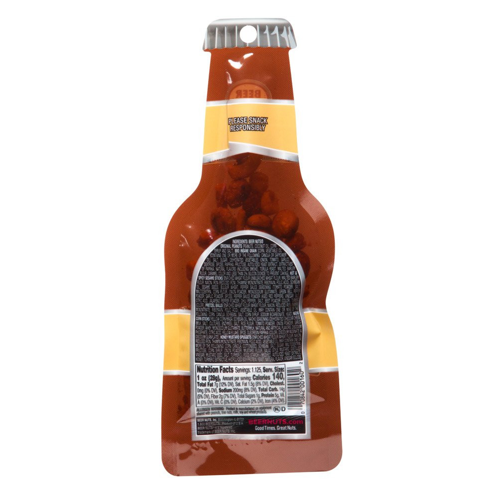 Beer Nuts Original Bar Mix Beer Bottle, 1.13 Ounce, 72 per case