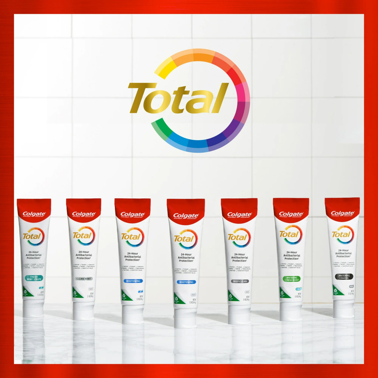 Colgate Total Whitening Gel Toothpaste, 5.1 Ounces, 24 Per Case