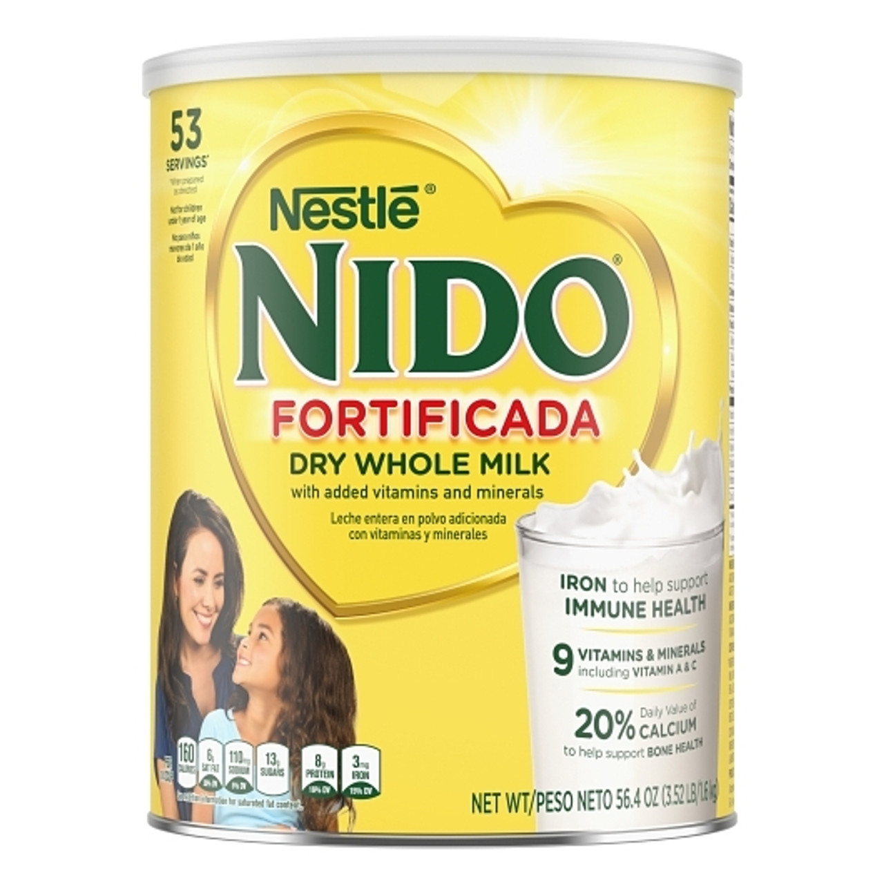 Nestle Nido Fortificada Dry Whole Milk, 56.3 Ounce Canister