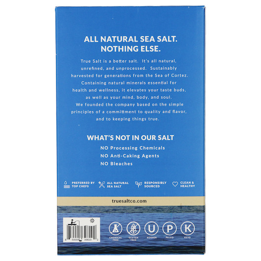 True Salt True Salt Kosher Grain Sea Salt Box, 3 Pound, 12 Per Case