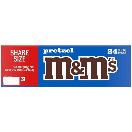 M&M's Milk Chocolate Pretzel, 2.83 Ounces, 24 Per Pack, 6 Per Case