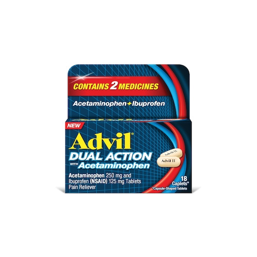 Advil Dual Action Dual Action With Acetaminophen, 18 Each, 6 Per Pack ...
