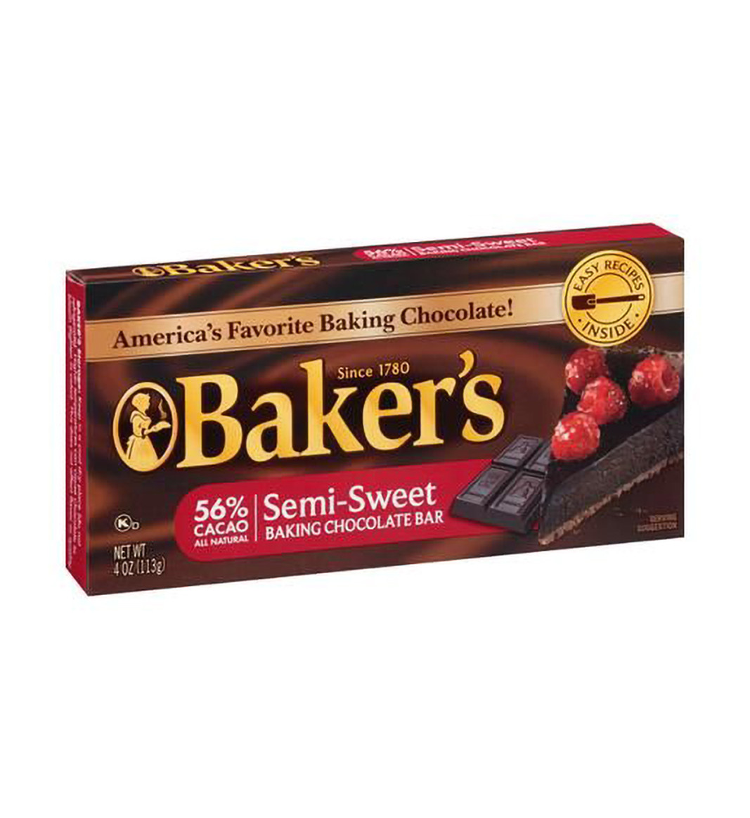 Baker s SemiSweet Chocolate Baking Bar 56 Cacao, 4 Ounce, 12 per Case