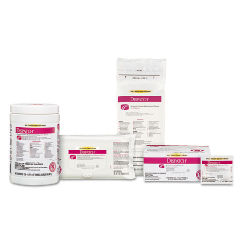 Dispatch Cleaner Disinfectant Towels, 6 3/4 X 8, 150/can, 8 Canisters ...