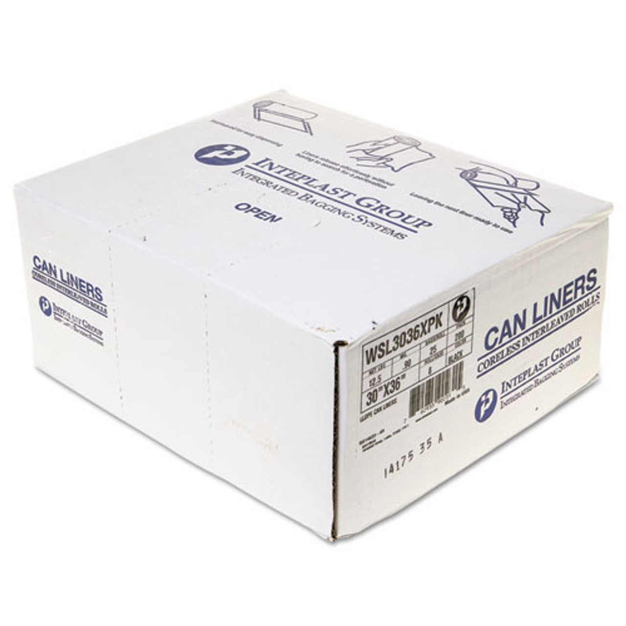 Heritage Linear Low-Density Can Liners, 30 gal, 0.9 mil, 30 x 36, White, 200/Carton