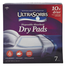 Ultrasorbs Disposable Dry Pads, 23" X 35", White, 7/box, 6/carton