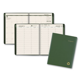 At-A-Glance® Recycled Weekly Vertical-Column Format Appointment Book, 11 x 8.25, Green Cover, 12-Month (Jan to Dec): 2022, Pack of 1