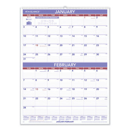 At-A-Glance® Two-Month Wall Calendar, 22 x 29, White/Blue/Red Sheets, 12-Month (Jan to Dec): 2023, Pack of 1
