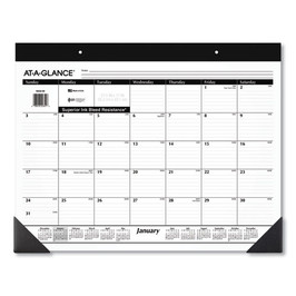At-A-Glance® Monthly Refillable Desk Pad, 22 x 17, White Sheets, Black Binding, Black Corners, 12-Month (Jan to Dec): 2023, Pack of 1