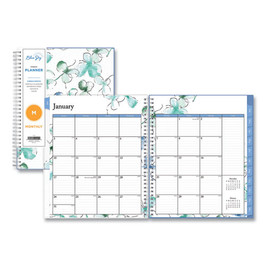 Blue Sky® Lindley Monthly Planner, 10 x 8, White/Blue/Green Cover, 12-Month (Jan to Dec): 2023, Pack of 1