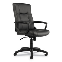 Alera® YR Series Executive High-Back Swivel/Tilt Bonded Leather Chair, Supports 275 lb, 17.71" To 21.65" Seat Height, Black, 1 Each/Carton