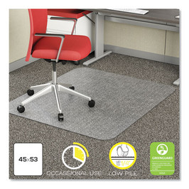 Deflecto® EconoMat Occasional Use Chair Mat For Low Pile Carpet, 45 x 53, Rectangular, Clear, 1 Each/Carton