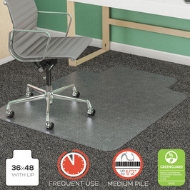 Deflecto® SuperMat Frequent Use Chair Mat, Med Pile Carpet, Roll, 36 x 48, Lipped, Clear, 1 Each/Carton
