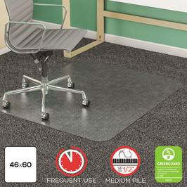 Deflecto® SuperMat Frequent Use Chair Mat, Medium Pile Carpet, Flat, 46 x 60, Rectangle, Clear, 1 Each/Carton