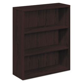 HON® 10500 Series Laminate Bookcase, Three-shelf, 36w x 13-1/8d x 43-3/8h, Mahogany, 1/Carton