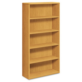 HON® 10700 Series Wood Bookcase, Five Shelf, 36w x 13 1/8d x 71h, Harvest, 1/Carton