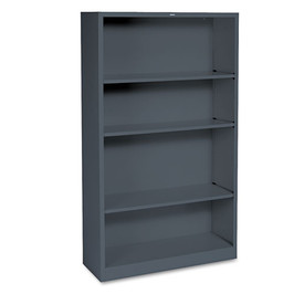 HON® Metal Bookcase, Four-shelf, 34-1/2w X 12-5/8d x 59h, Charcoal (Pack of 1)