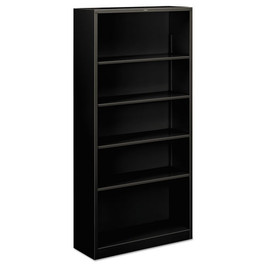 HON® Metal Bookcase, Five-shelf, 34-1/2w X 12-5/8w x 71h, Black (Pack of 1)