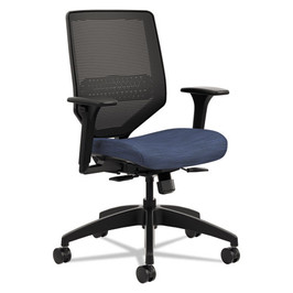 HON® Solve Series Mesh Back Task Chair, Supports Up to 300 lb, 16" To 22" Seat Height, Midnight Seat, Black Back/base (Pack of 1)