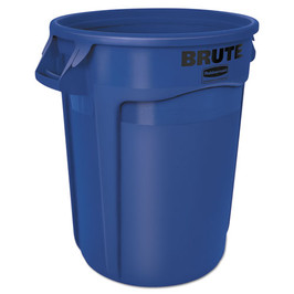 Rubbermaid® Round Brute Container, Plastic, Blue, 32 gal (Quantity 6)