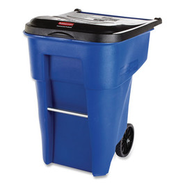 Rubbermaid® Brute Rollout Container, Square, Plastic, Blue, 50 gal, 2 Each/Carton