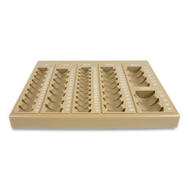 Controltek® Plastic Coin Tray, 6 Compartments, Stackable, 7.75 x 10 x 1.5, Tan